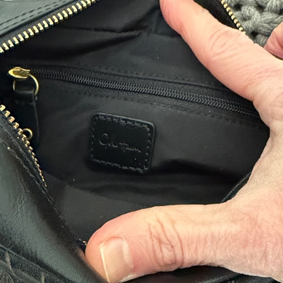 Cole Haan Small Black Leather Makeup Bag with Embossed Design - Picture 6 of 6